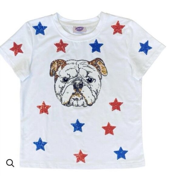 Sparkle City Bulldog Sequined Shirt UGA Bulldogs Women’s Small Patriotic - Picture 1 of 8